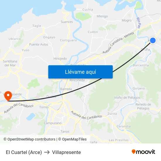 El Cuartel (Arce) to Villapresente map
