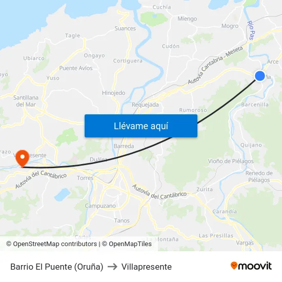 Barrio El Puente (Oruña) to Villapresente map