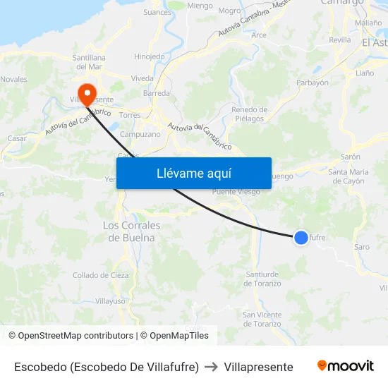 Escobedo (Escobedo De Villafufre) to Villapresente map