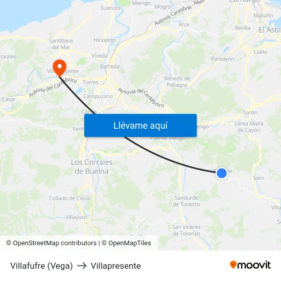 Villafufre (Vega) to Villapresente map