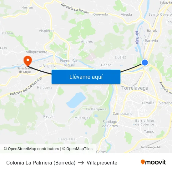 Colonia La Palmera (Barreda) to Villapresente map