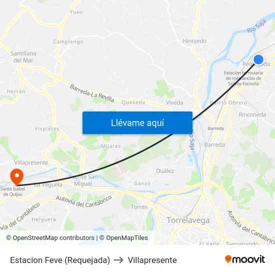 Estacion Feve (Requejada) to Villapresente map