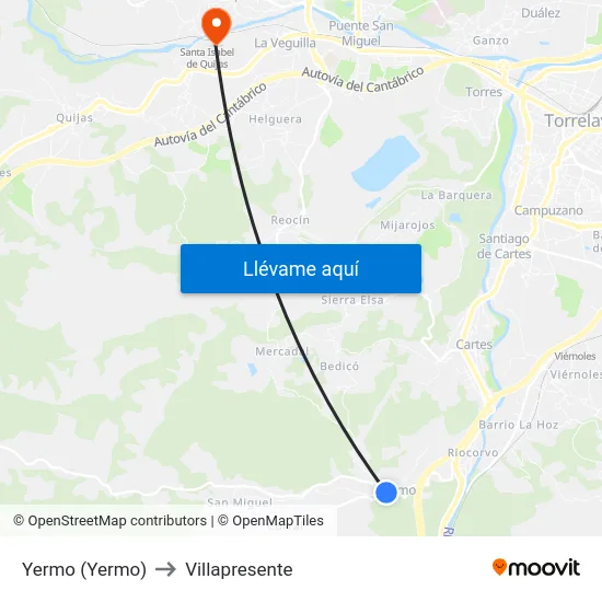 Yermo (Yermo) to Villapresente map