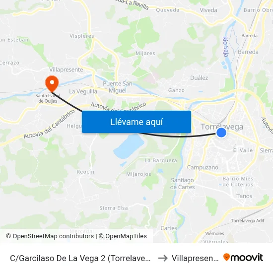 C/Garcilaso De La Vega 2 (Torrelavega) to Villapresente map