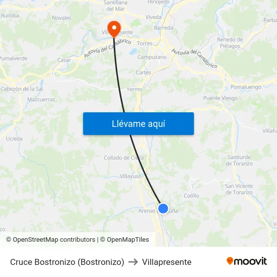 Cruce Bostronizo (Bostronizo) to Villapresente map