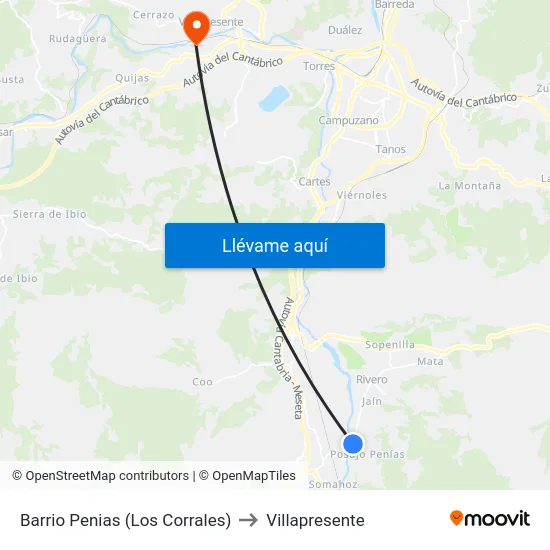 Barrio Penias (Los Corrales) to Villapresente map