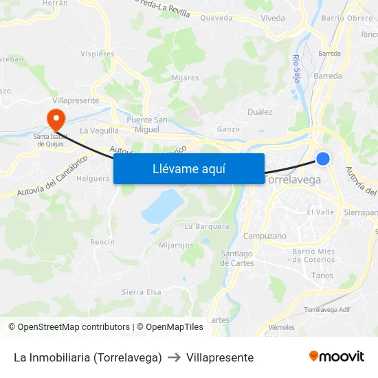 La Inmobiliaria (Torrelavega) to Villapresente map