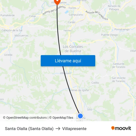 Santa Olalla (Santa Olalla) to Villapresente map