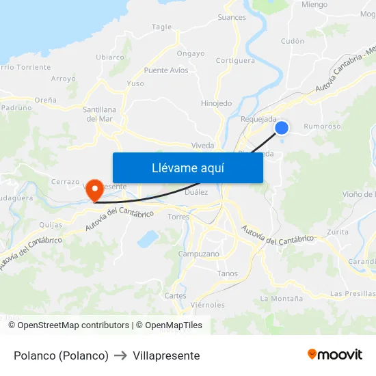 Polanco (Polanco) to Villapresente map