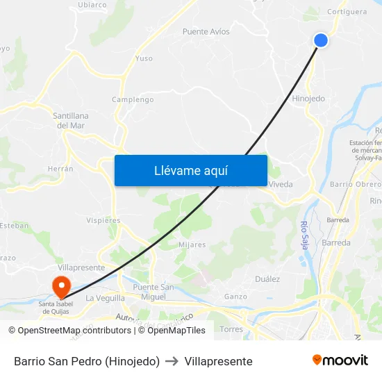 Barrio San Pedro (Hinojedo) to Villapresente map