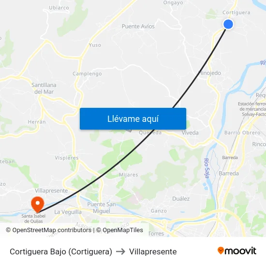 Cortiguera Bajo (Cortiguera) to Villapresente map