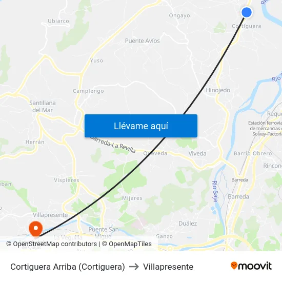 Cortiguera Arriba (Cortiguera) to Villapresente map