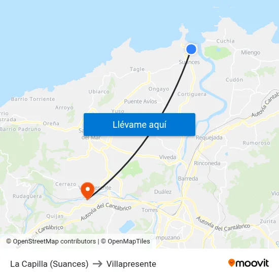 La Capilla (Suances) to Villapresente map