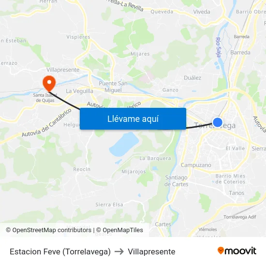 Estacion Feve (Torrelavega) to Villapresente map
