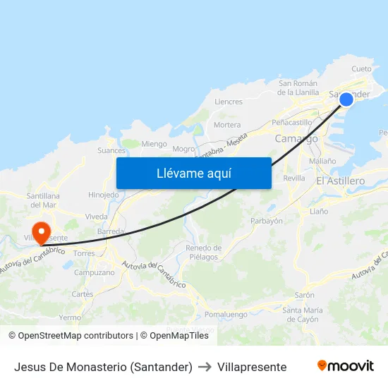 Jesus De Monasterio  (Santander) to Villapresente map