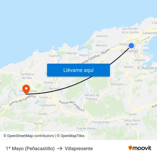 1º Mayo (Peñacastillo) to Villapresente map