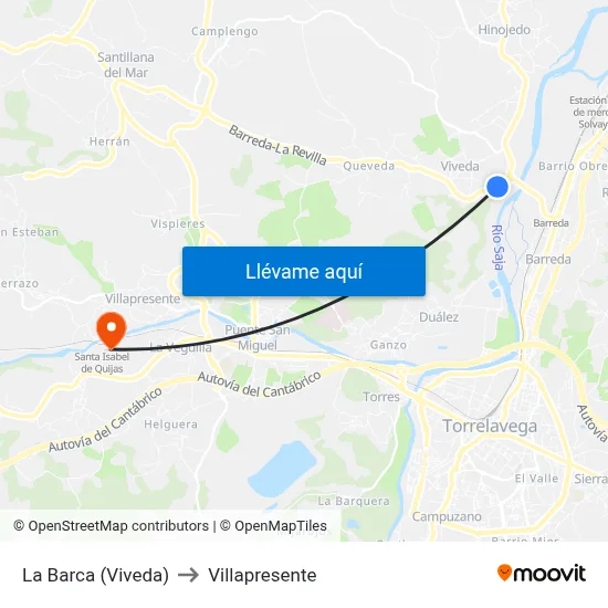 La Barca (Viveda) to Villapresente map