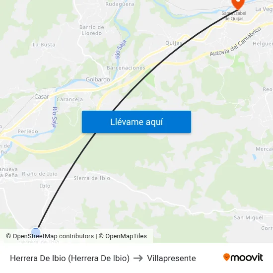 Herrera De Ibio (Herrera De Ibio) to Villapresente map