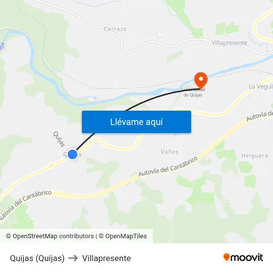 Quijas (Quijas) to Villapresente map