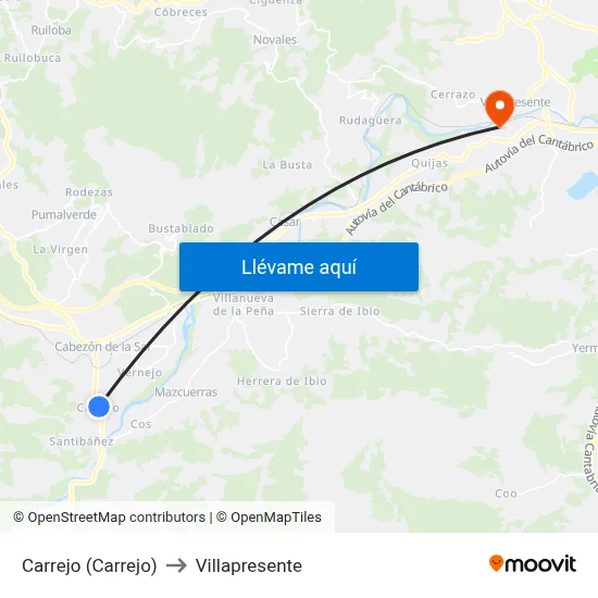 Carrejo (Carrejo) to Villapresente map
