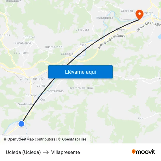 Ucieda (Ucieda) to Villapresente map