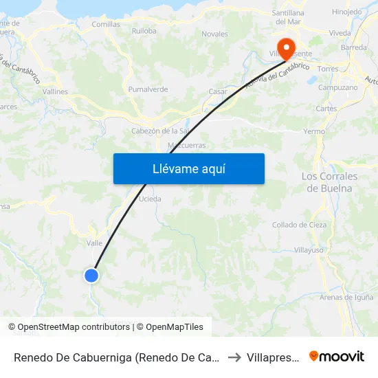 Renedo De Cabuerniga (Renedo De Cabuerniga) to Villapresente map