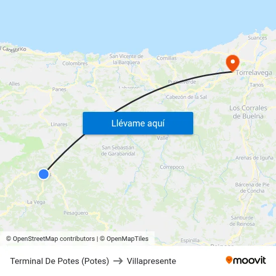 Terminal De Potes (Potes) to Villapresente map