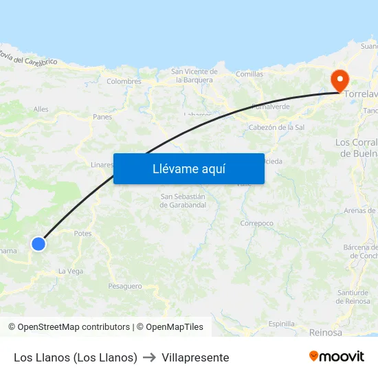 Los Llanos (Los Llanos) to Villapresente map