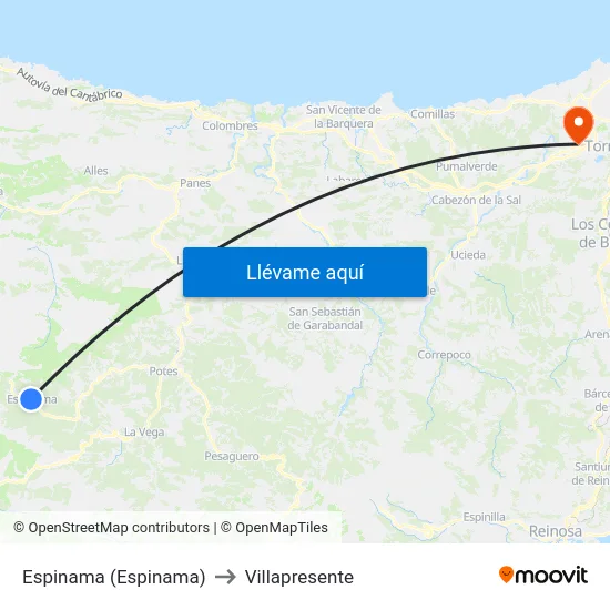 Espinama (Espinama) to Villapresente map