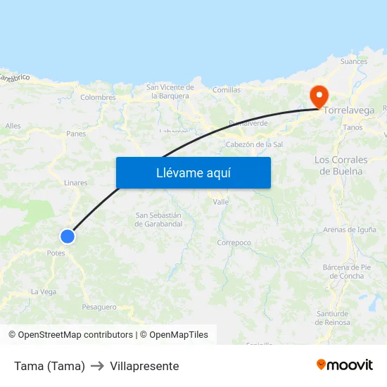 Tama (Tama) to Villapresente map