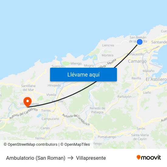 Ambulatorio (San Roman) to Villapresente map