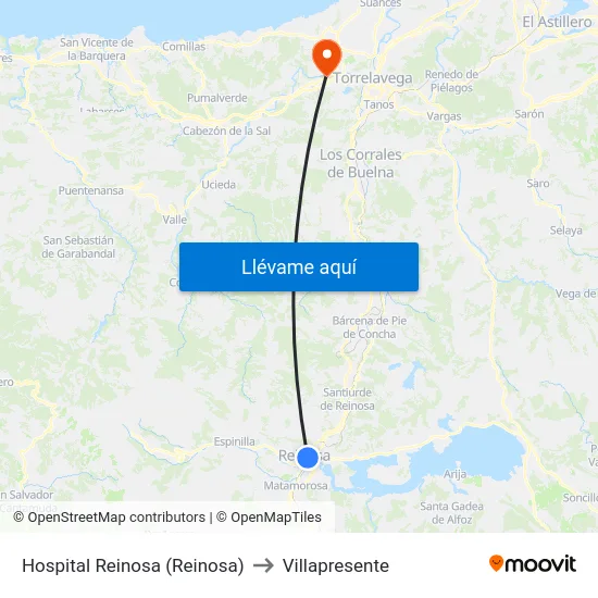Hospital Reinosa (Reinosa) to Villapresente map