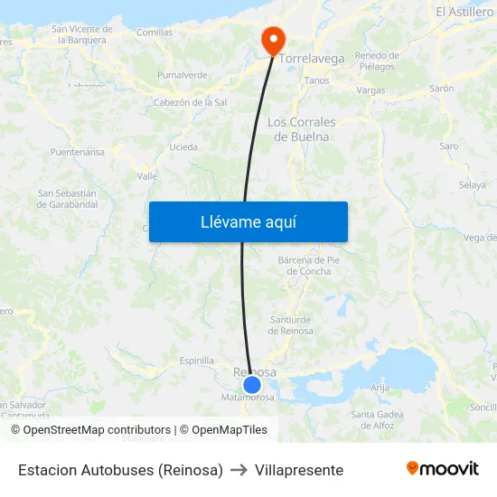 Estacion Autobuses (Reinosa) to Villapresente map