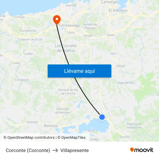 Corconte (Corconte) to Villapresente map