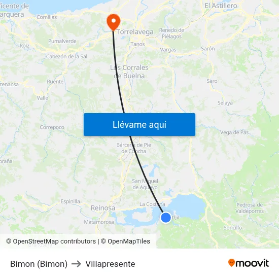 Bimon (Bimon) to Villapresente map