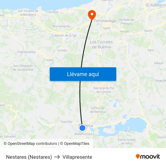 Nestares (Nestares) to Villapresente map