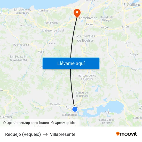 Requejo (Requejo) to Villapresente map