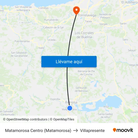 Matamorosa Centro (Matamorosa) to Villapresente map