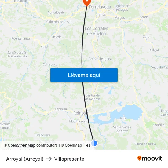 Arroyal (Arroyal) to Villapresente map