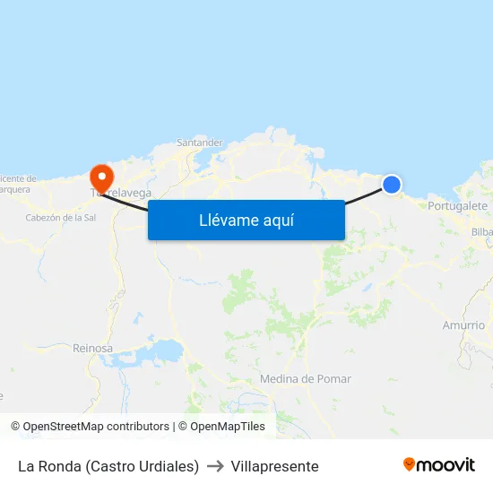 La Ronda (Castro Urdiales) to Villapresente map