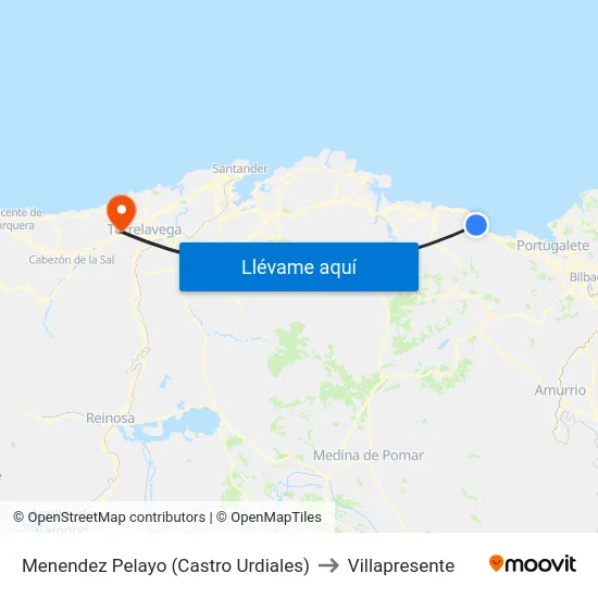 Menendez Pelayo (Castro Urdiales) to Villapresente map