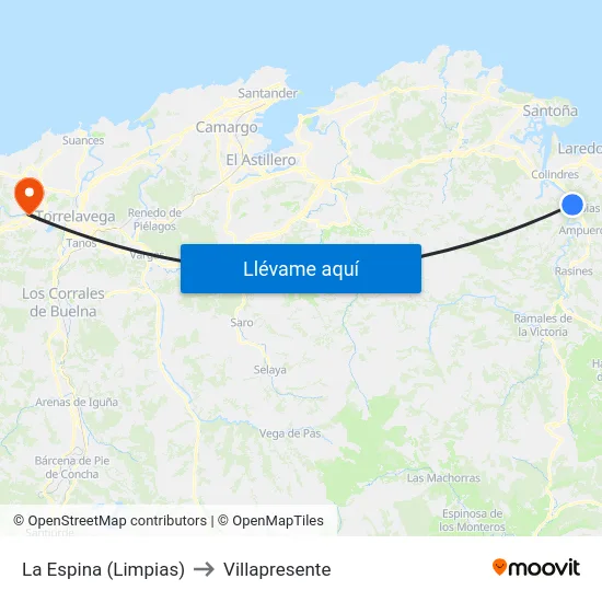 La Espina (Limpias) to Villapresente map