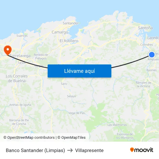 Banco Santander (Limpias) to Villapresente map