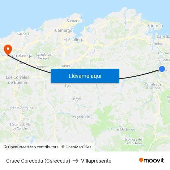 Cruce Cereceda (Cereceda) to Villapresente map
