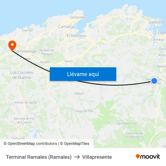 Terminal Ramales (Ramales) to Villapresente map