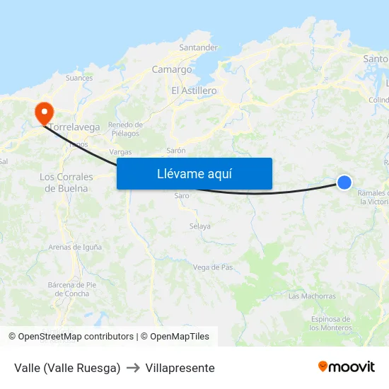 Valle (Valle Ruesga) to Villapresente map