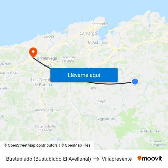 Bustablado (Bustablado-El Avellanal) to Villapresente map