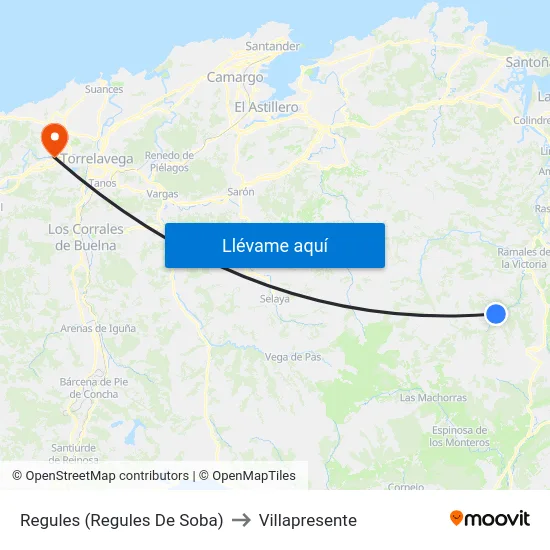 Regules (Regules De Soba) to Villapresente map