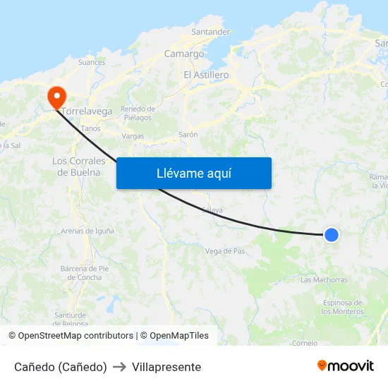 Cañedo (Cañedo) to Villapresente map