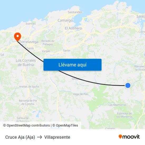 Cruce Aja (Aja) to Villapresente map